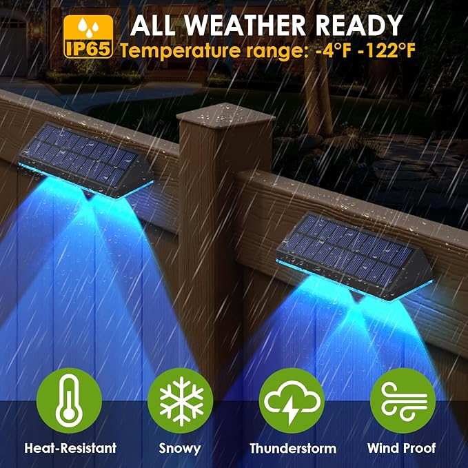 Solar Fence Lights Outdoor, 2PK RGB Solar Lights - Image 4