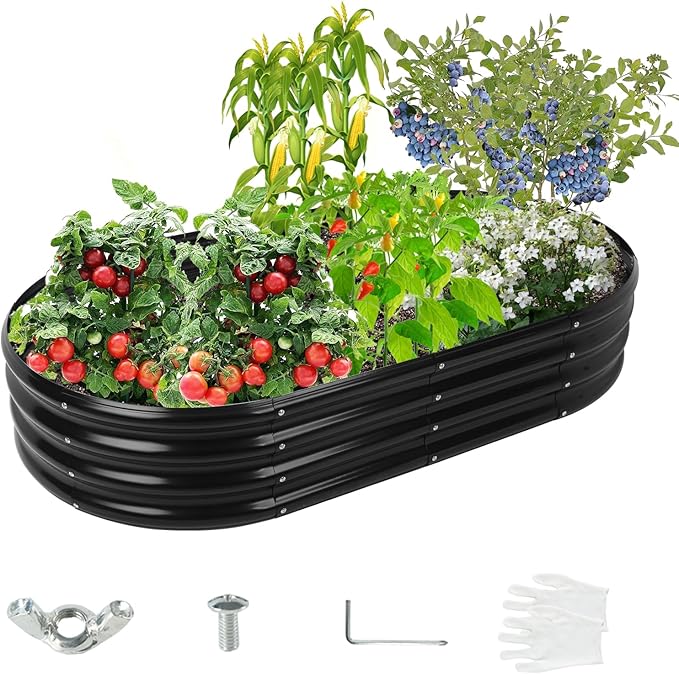 5X2.7X1 FT Oval Galvanized Metal Garden Raised Bed/Plant Box - Image 9