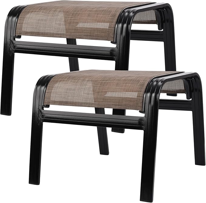 Patio Ottoman Outdoor Footstools Assembled Aluminum Footrest Small Seat by Deguifei