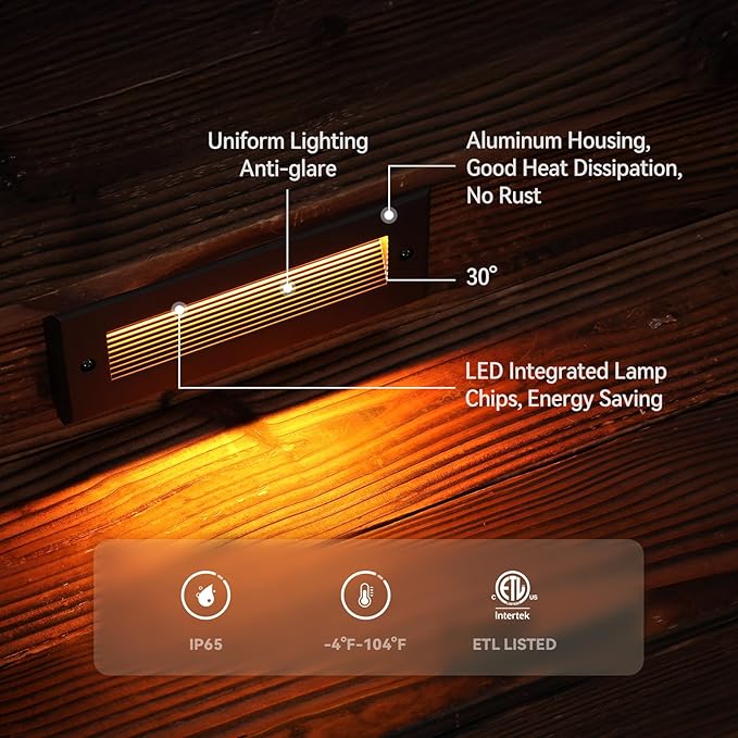 LEONLITE 5W/4W/3W Dimmable 5CCT Low Voltage LED Step Lights Outdoor, 9 Inch - Image 5