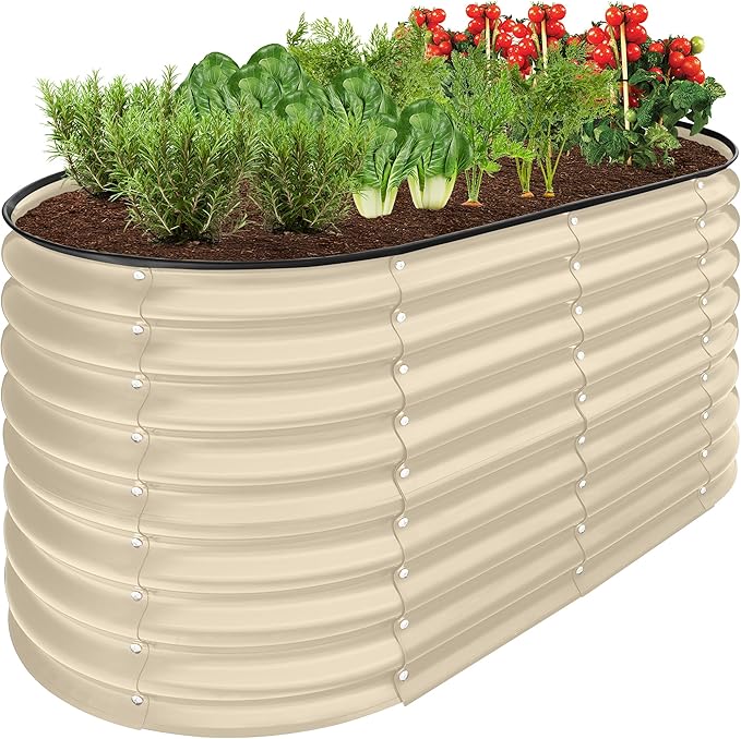 Best Choice Products 4x2x2ft Outdoor Metal Raised Garden Bed, Oval Deep Root by BestChoiceProducts