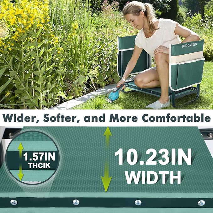 FEED GARDEN Garden Kneeler and Seat, Upgraded Foldable Gardening Stool - Image 3