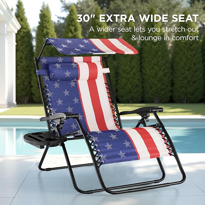 Best Choice Products 30” Wide Folding Zero Gravity Outdoor Recliner Patio - Image 3