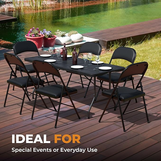 4 Pack Leather Chair | Foldable & Stackable | 350 lbs Capacity Steel Frame Seats - Image 7
