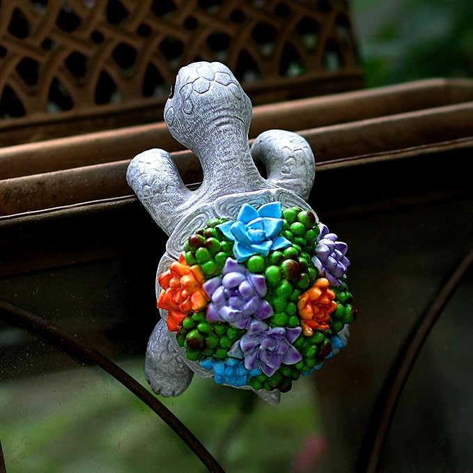 Mini Turtle Statue Miniature Tortoise Figurine Plant Pot Hanger, Realistic - Image 9