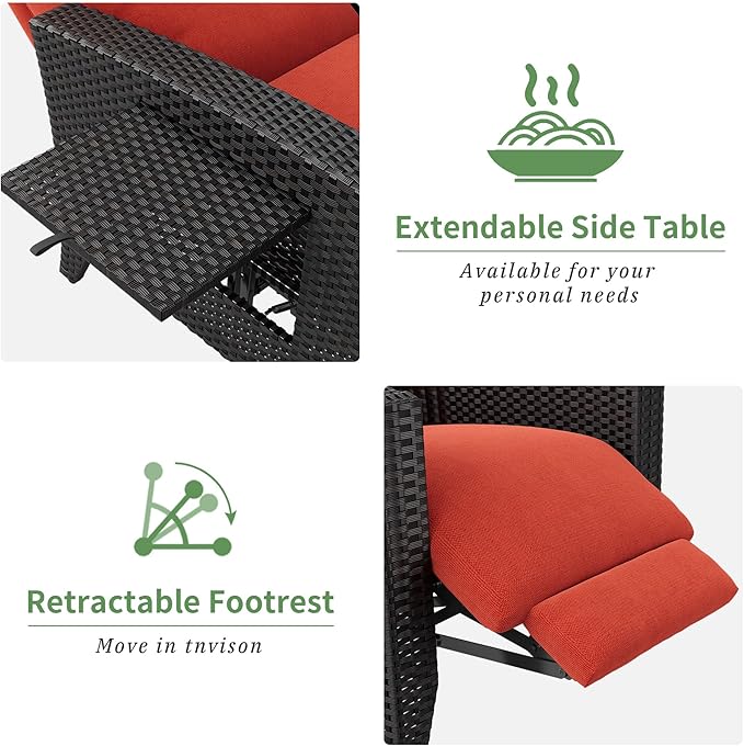 IDEALHOUSE Wicker Outdoor Recliner Reclining Patio Chairs - Image 7