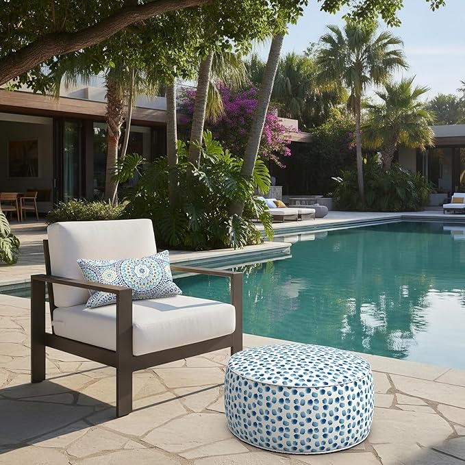 LVTXIII Outdoor Inflatable Ottoman, Portable Round Ottoman Pouf - Image 2