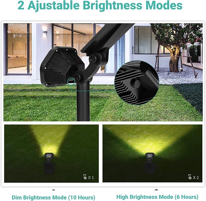 Nekteck Solar Lights Outdoor, 10 LED Landscape Spotlights Powered Wall Lights - Image 3