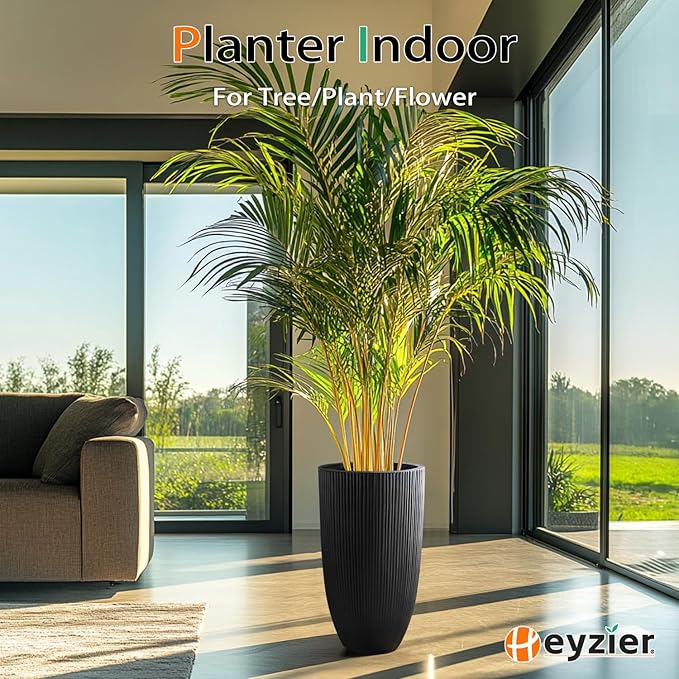 Tall Planters for Outdoor Plants, Large Concrete Flower Pots for Garden Front - Image 4