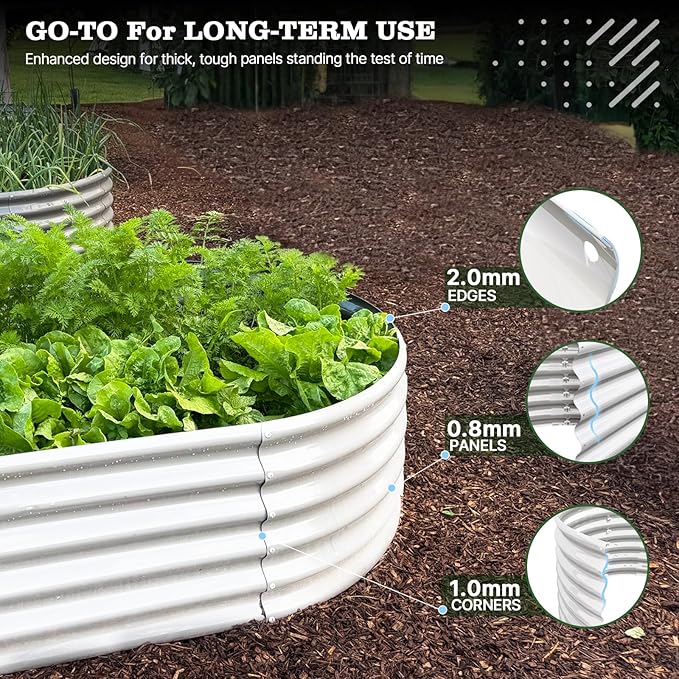 A ANLEOLIFE 8X4X1.5 ft Galvanized Raised Garden Beds Outdoor, Oval Large Metal - Image 3