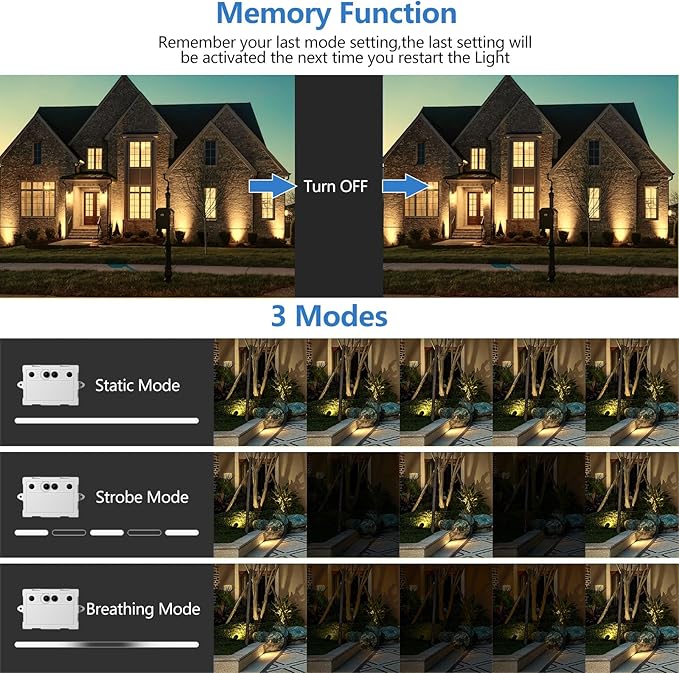 MEIHUA Solar Spot Lights Outdoor, 3 in 1 Landscape Spotlights 2700K Warm White - Image 3