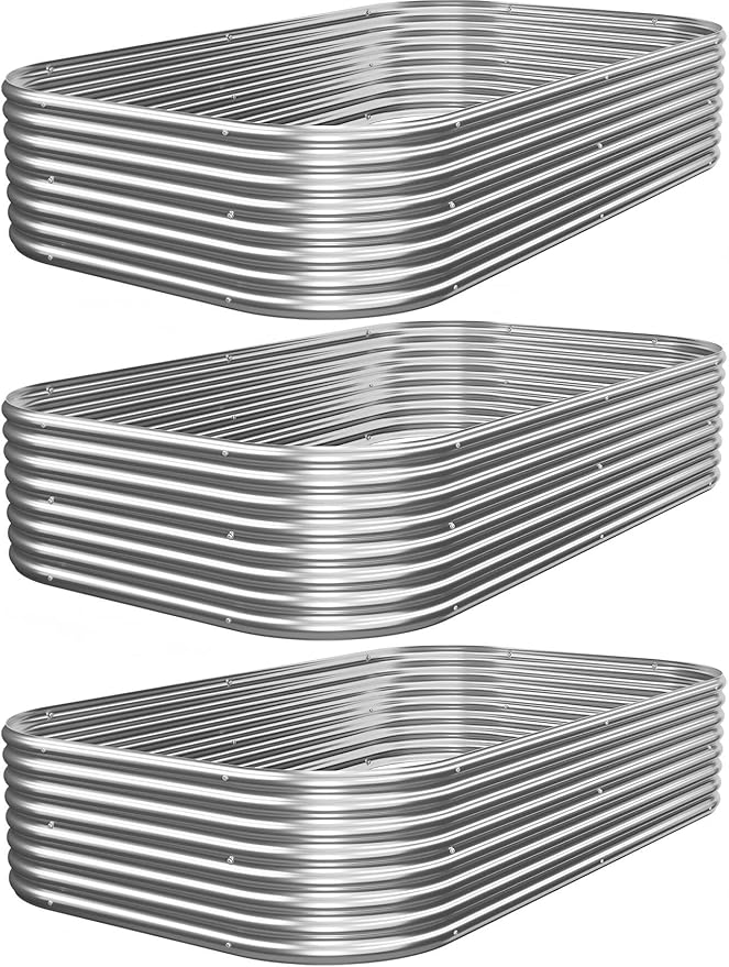 3 PCS 6x3ft Galvanized Raised Garden Bed Outdoor, Metal Garden Bed by Mostmahes