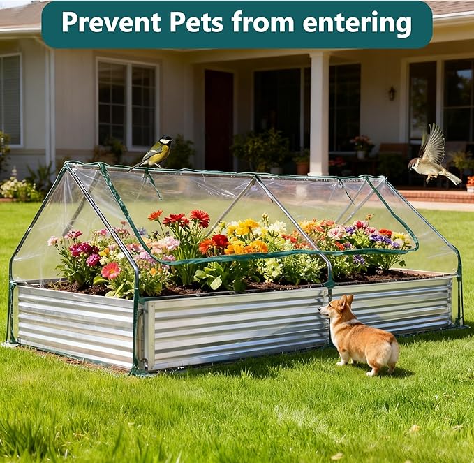 DUMOS Raised Garden Bed with Cover, Extra Large Metal Garden Bed Mini Greenhouse - Image 4