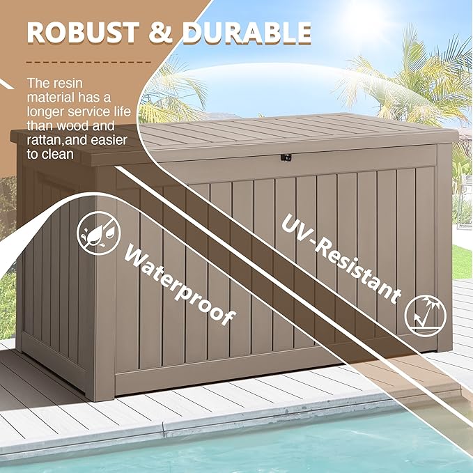 Devoko XXL 230 Gallon Resin Large Deck Box Waterproof Outdoor Storage Box - Image 5
