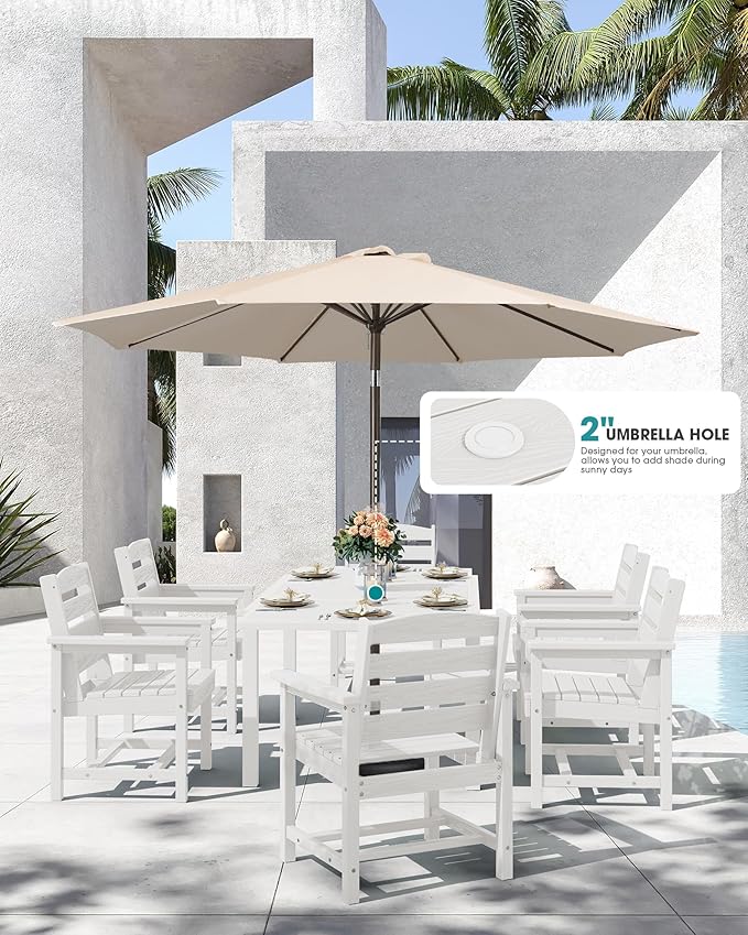 SERWALL 7-Piece Patio Dining Sets, All Weather HDPE Outdoor Furniture Set - Image 3