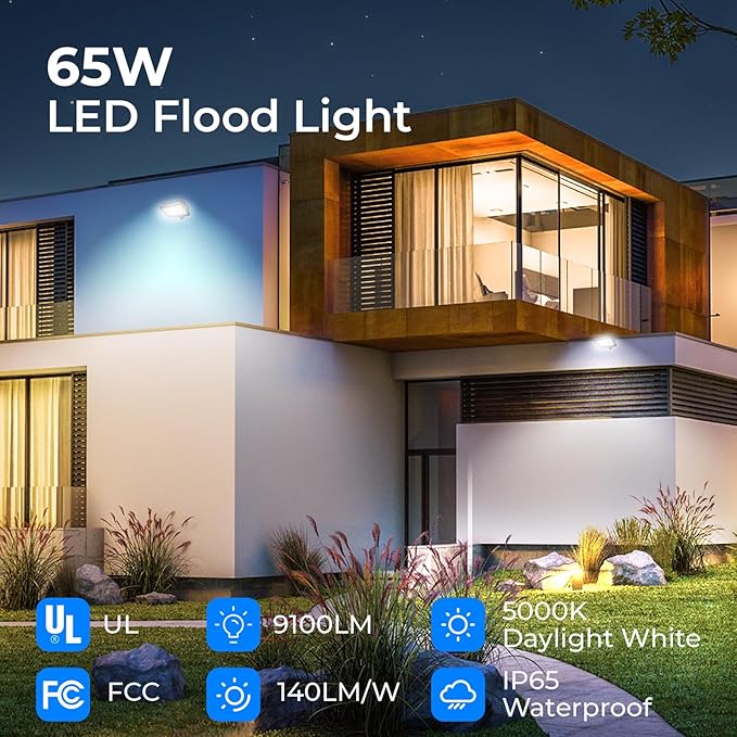 CINOTON 65W LED Flood Lights Outdoor, IP65 Waterproof Exterior Security Wall - Image 5
