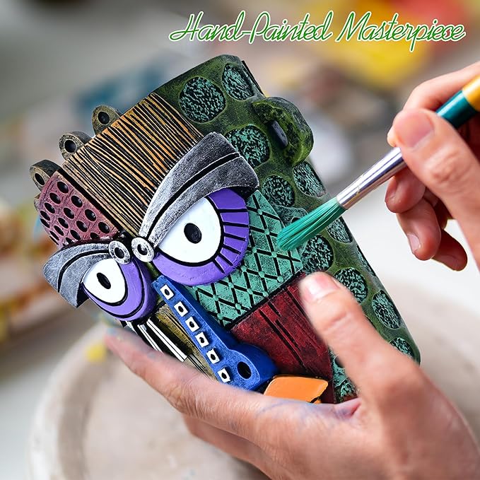 Abstract Face Planter Pots for Plants, Hand-Painted Colorful Flower Pots - Image 7