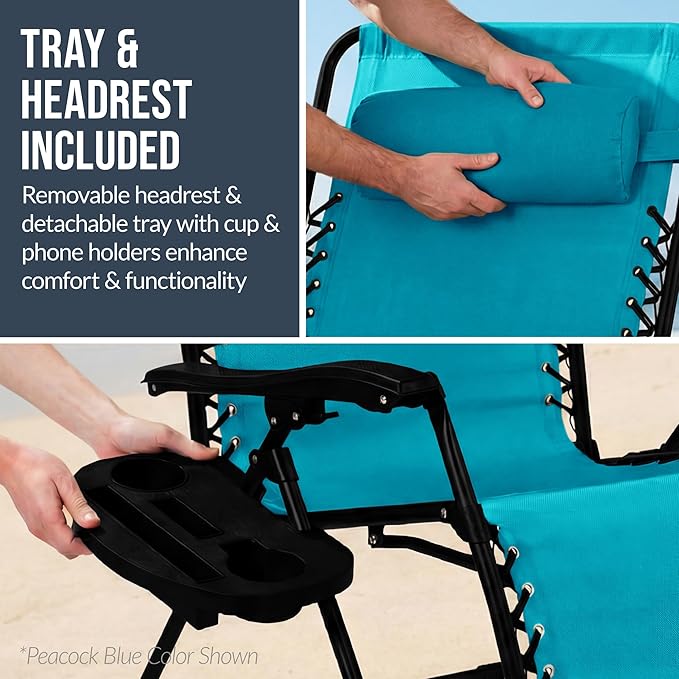 Best Choice Products Set of 2 Extra Wide Adjustable Steel Mesh Zero Gravity - Image 8