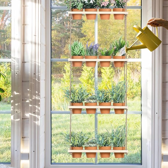 4 Tiered Window Plant Shelves Hanging Herb Planter Indoor Display - Image 4