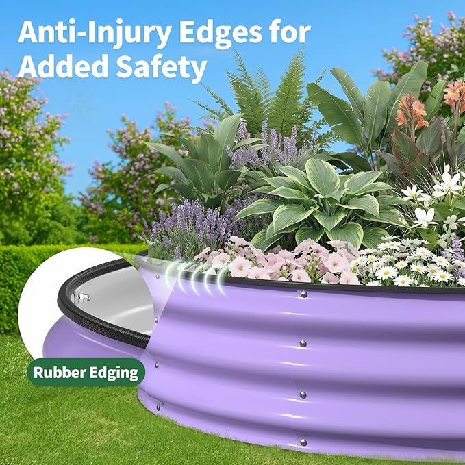 Kesfitt Round Raised Garden Bed, Open-Bottom Design, 12-Inch Deep Outdoor - Image 6