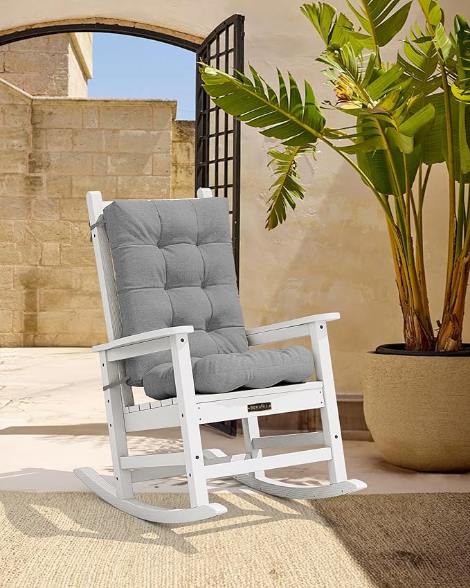 SERWALL HDPE Outdoor Rocking Cushion Set of 2, Memory Foam Cushion Dark Gray - Image 2