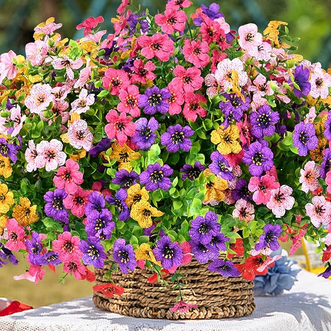 Artificial Flowers for Outdoor, UV Resistant Fake Silk Flowers, Realistic Faux - Image 4