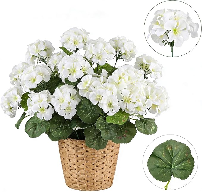 Artificial Geranium Flowers for Outdoors, 6 Bundles Realistic Silk Fake Geranium - Image 6