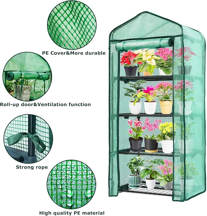 Mini Greenhouse for Indoor Outdoor, Plant Green House 4-Tier Rack Stand - Image 2