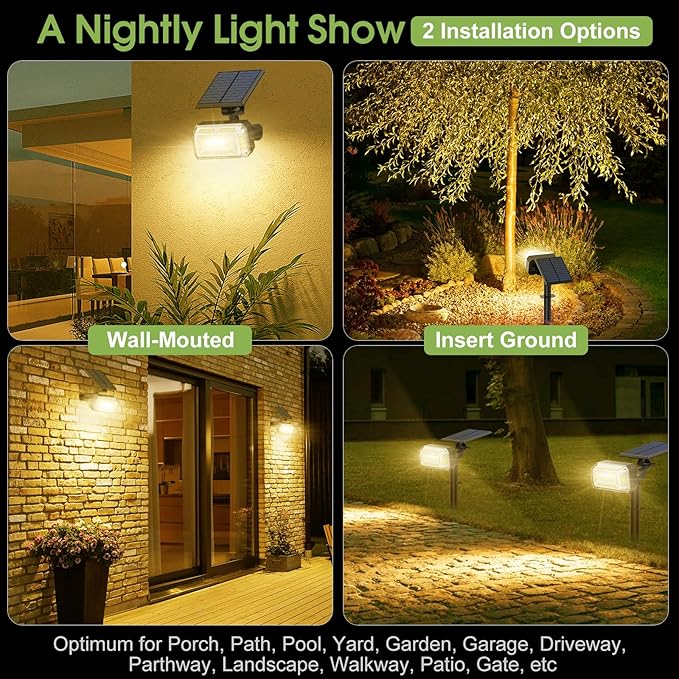 Solar Spot Lights Outdoor, 102 LED Solar Garden Yard Spotlight Waterproof - Image 6