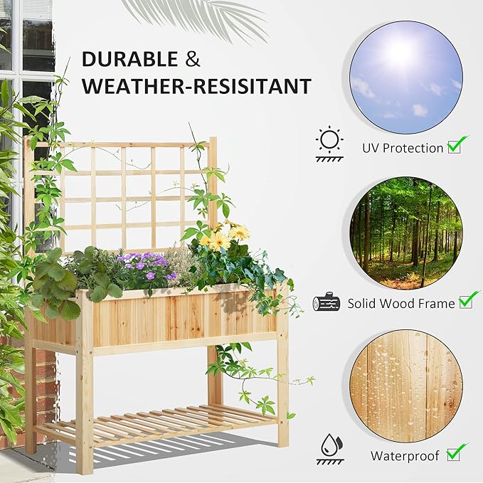 Outsunny 47'' Wooden Raised Garden Bed - Image 4