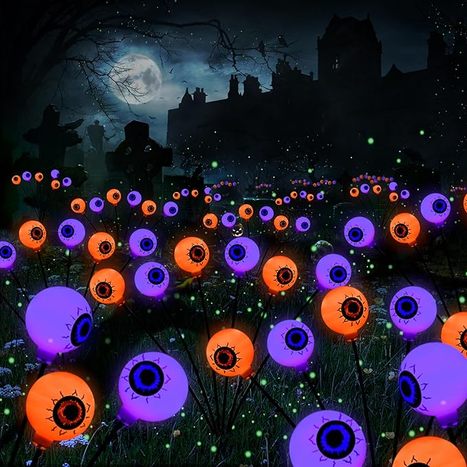 BrizLabs 6 Pack 36 LED Halloween Solar Eyeball Lights, 2 Modes Outdoor by BrizLabs