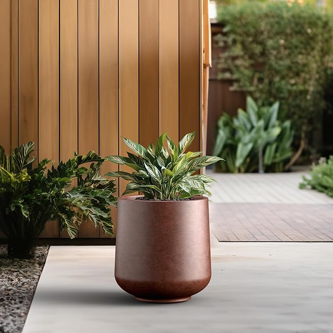Kante 15.3" Dia Round Concrete Planter, Outdoor Indoor Large Plant Pots - Image 5