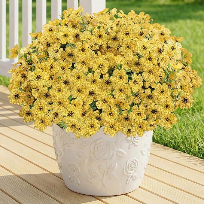 Artificial Flowers for Outdoor, Silk Flowers No Fade Fake Plastic Flowers UV by LetuoClipsClipsandHooks