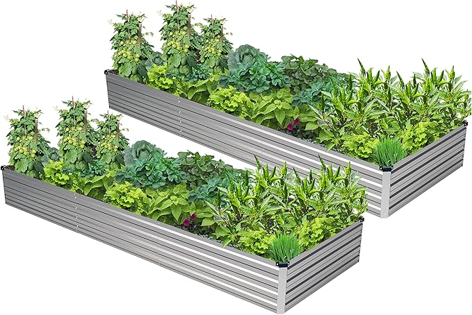 2PCS 10x3x1ft Galvanized Raised Garden Bed Kit, Galvanized Planter Raised by Easllre