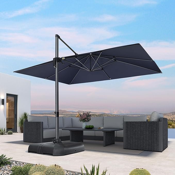 PURPLE LEAF 10' X 13' Patio Umbrella Outdoor Cantilever Rectangle Umbrella by PURPLELEAF