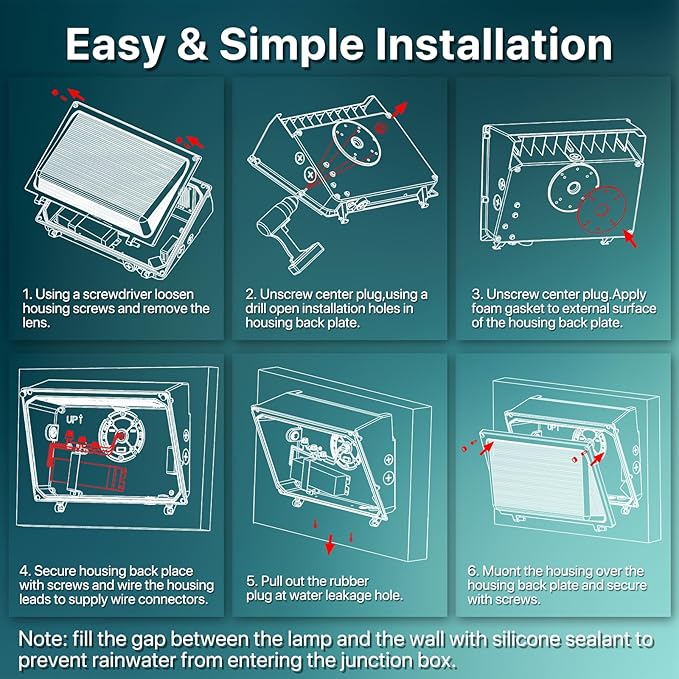 Glass Lens Wall Pack: 120W Outdoor LED Wall Lights 4Packs - Image 4