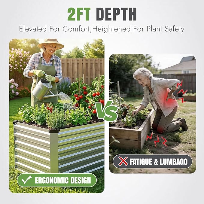 INNO STAGE 8x3x2ft Galvanized Raised Garden Bed, Raised Garden Bed Kit-Metal - Image 4