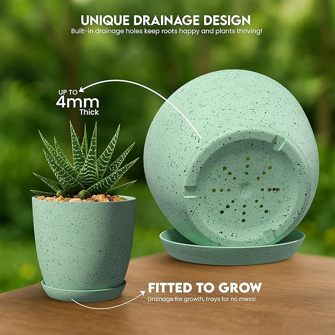 Utopia Home - Spotty Plant Pots Indoor - 7/6.6/6/5.3/4.8 Inches Flower Pots - 5 - Image 4