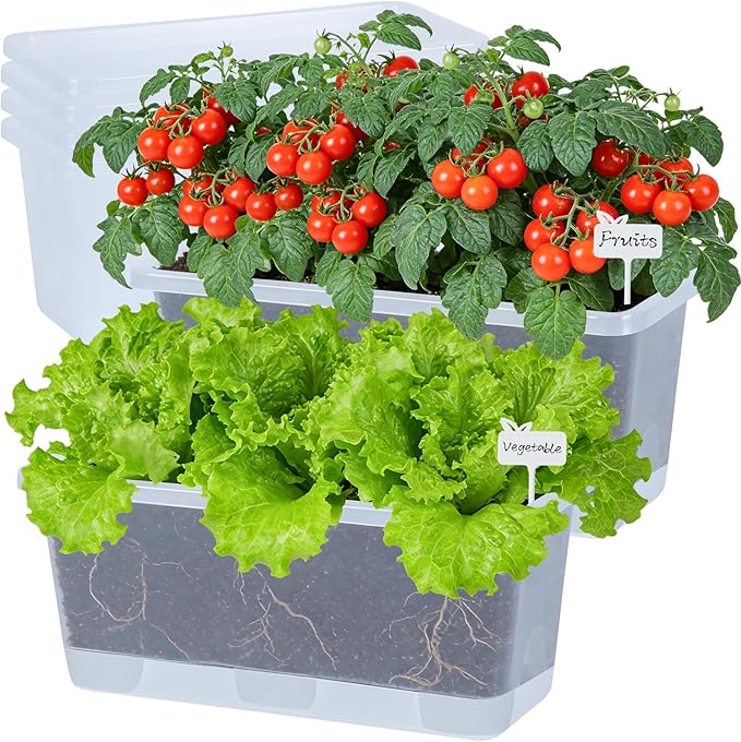 Window Box Planter 6 Packs, 13.8 Inches Rectangle Flower Pots by Oliz