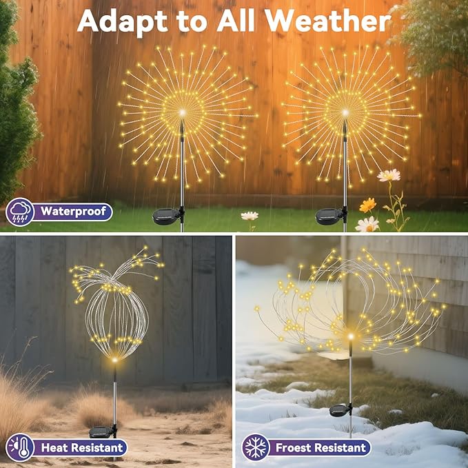 Garden Outdoor Lights, 4 Pack 120 LED Solar Garden Lights Fairy Lights Outdoor - Image 3