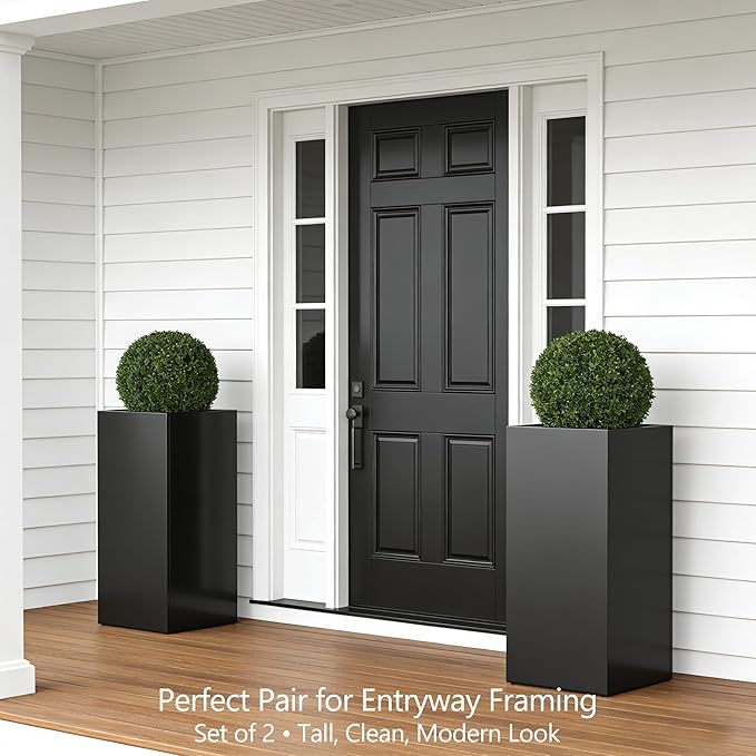 Set of 2 Tall Metal Planter Box - Image 6