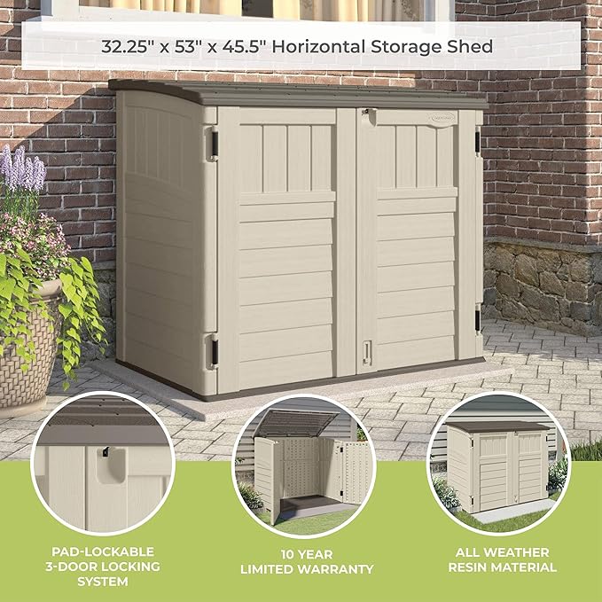 Suncast 34 Cu Ft Horizontal Resin Plastic Storage Shed - Image 7