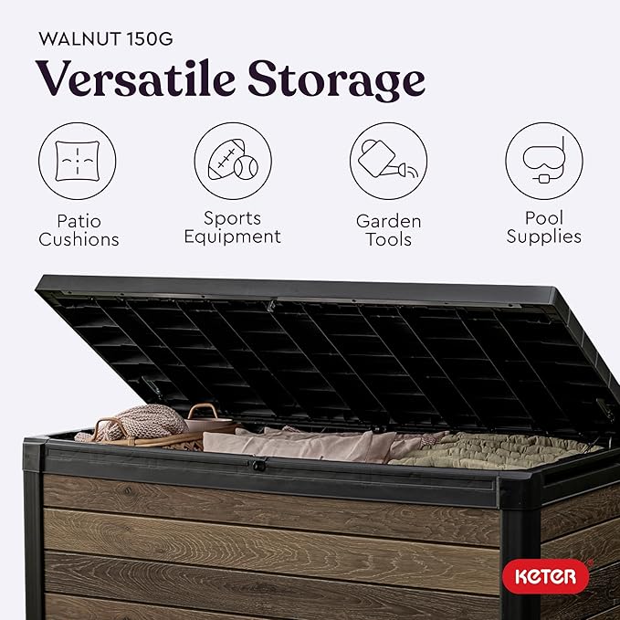 Keter Signature Collection 150 Gallon Resin Deck Box Organization and Storage - Image 8