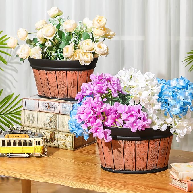 Layhit 6 Pcs Wall Hanging Planters Outdoor Pot Planter Wine Barrel Planter - Image 2