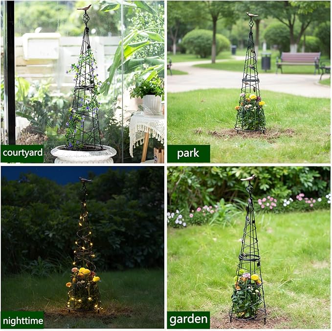 Garden Obelisk 40.5 Inch Metal Trellis - Image 7