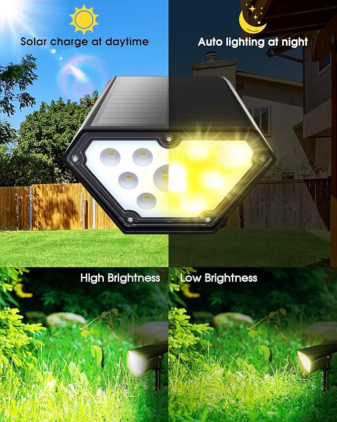 Biling Solar Spot Lights Outdoor, Bright 700 Lumen Solar Outdoor Lights IP67 - Image 4