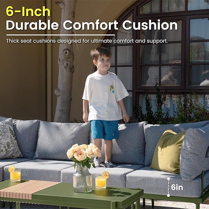 Sundale Outdoor 4 Pieces Patio Furniture Set, Metal Sectional Sofa Patio - Image 4