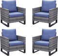 Belord Outdoor Wicker Chair Patio Chairs Set of 4, All Weather Rattan Club by Belord