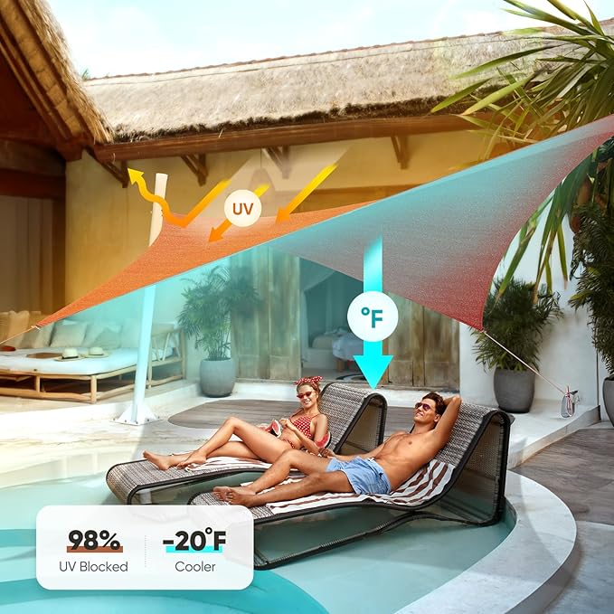 Quictent 20X20FT 185G HDPE Square Sun Shade Sail Canopy 98% UV Block Outdoor - Image 3