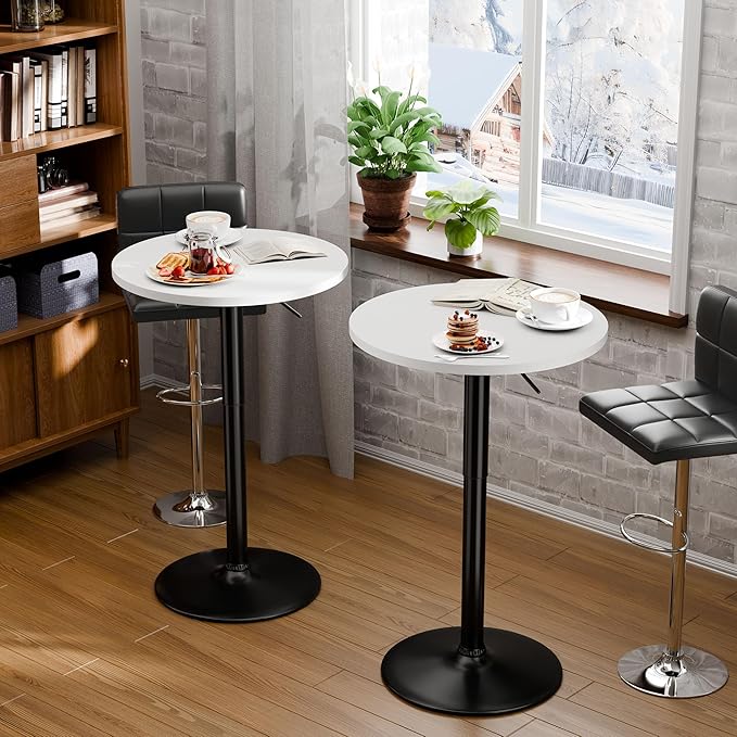 Flamaker Round Bistro Pub Table 23.6 Inch Height Adjustable 360° Swivel Bar - Image 7
